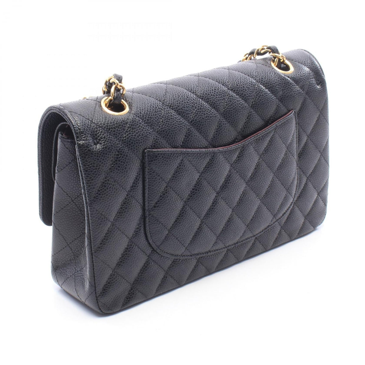 CHANEL Black Matelasse W flap Grained Calfskin leather A01112 2104102539746
