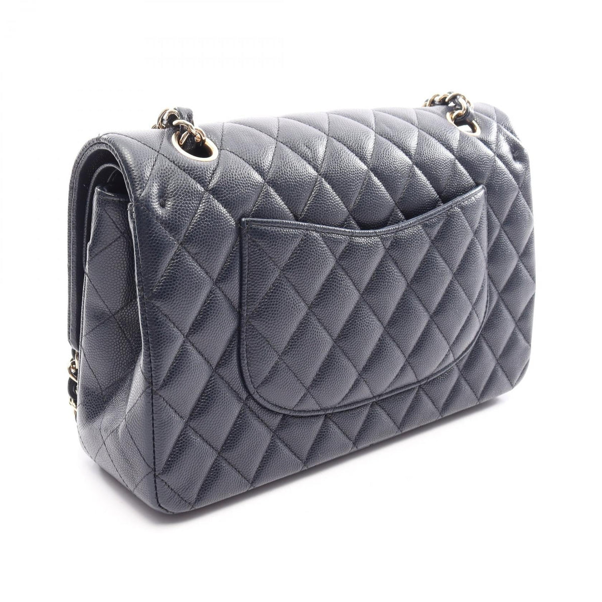 CHANEL Navy Matelasse W flap Grained Calfskin leather 2106800643442
