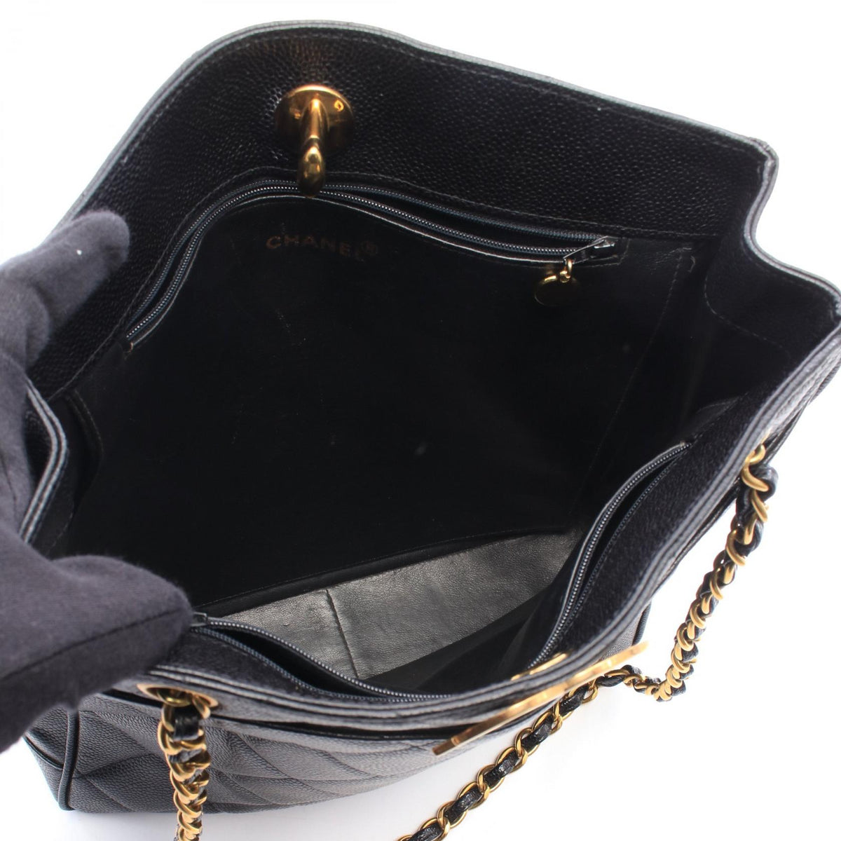 CHANEL Black Matelasse Grained Calfskin leather 2101220156923