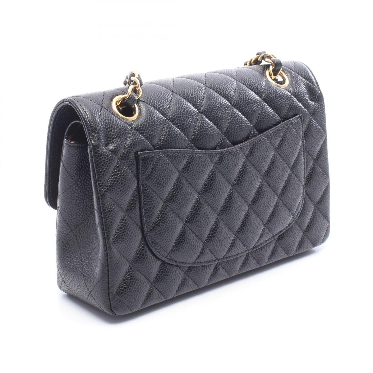 CHANEL Black Matelasse W flap Grained Calfskin leather A01113 2104102539173