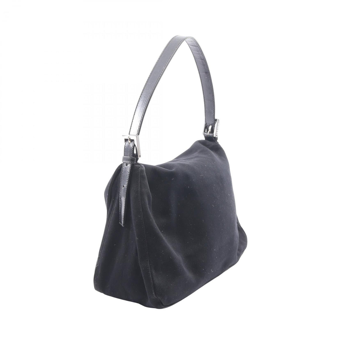 FENDI Mamma bucket Shoulder Bag Black leather Fabric 2121400020486