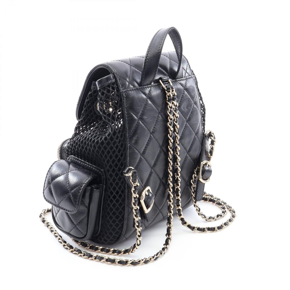 CHANEL Black Matelasse Small Chain Lambskin (sheep leather) mesh 2107601178881