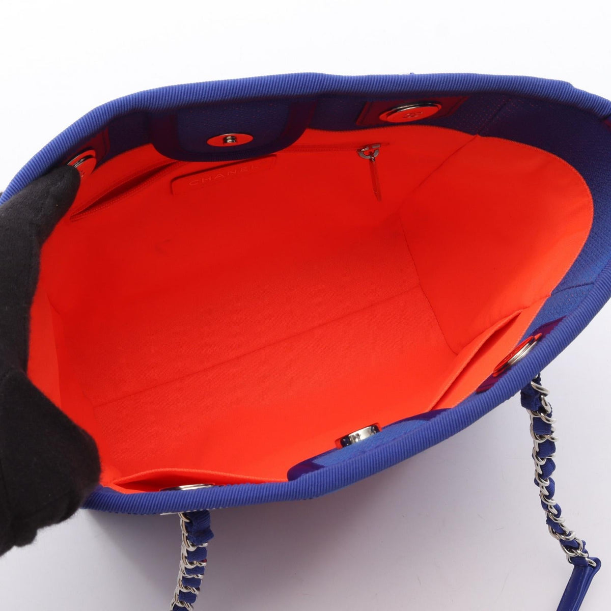 CHANEL Blue/Orange Deauville PM canvas leather 2120300059435