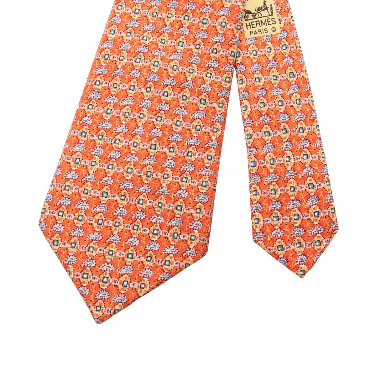 HERMES Overall handle tieOrange Orange Orange/Multicolor silk silk 2104102536493