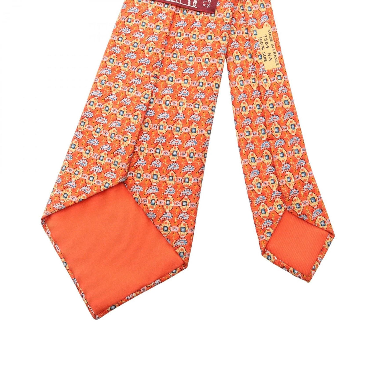 HERMES Overall handle tieOrange Orange Orange/Multicolor silk silk 2104102536493