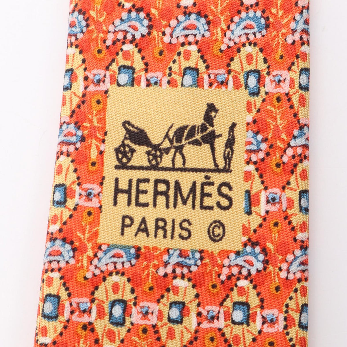 HERMES Overall handle tieOrange Orange Orange/Multicolor silk silk 2104102536493