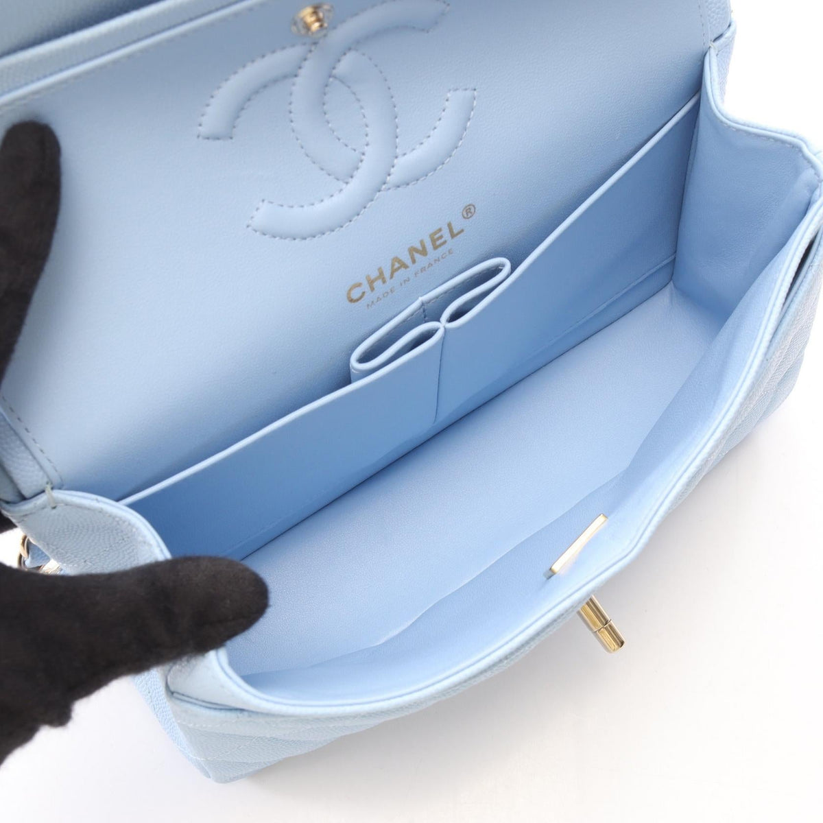 CHANEL Blue Matelasse W flap Grained Calfskin leather 2120300059428