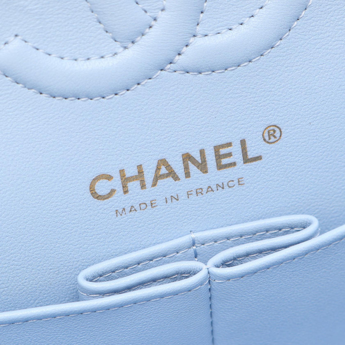CHANEL Blue Matelasse W flap Grained Calfskin leather 2120300059428