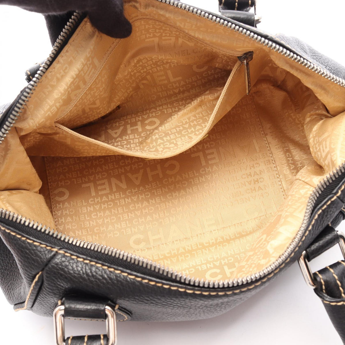 CHANEL Black Logo fringe leather 2107400259927