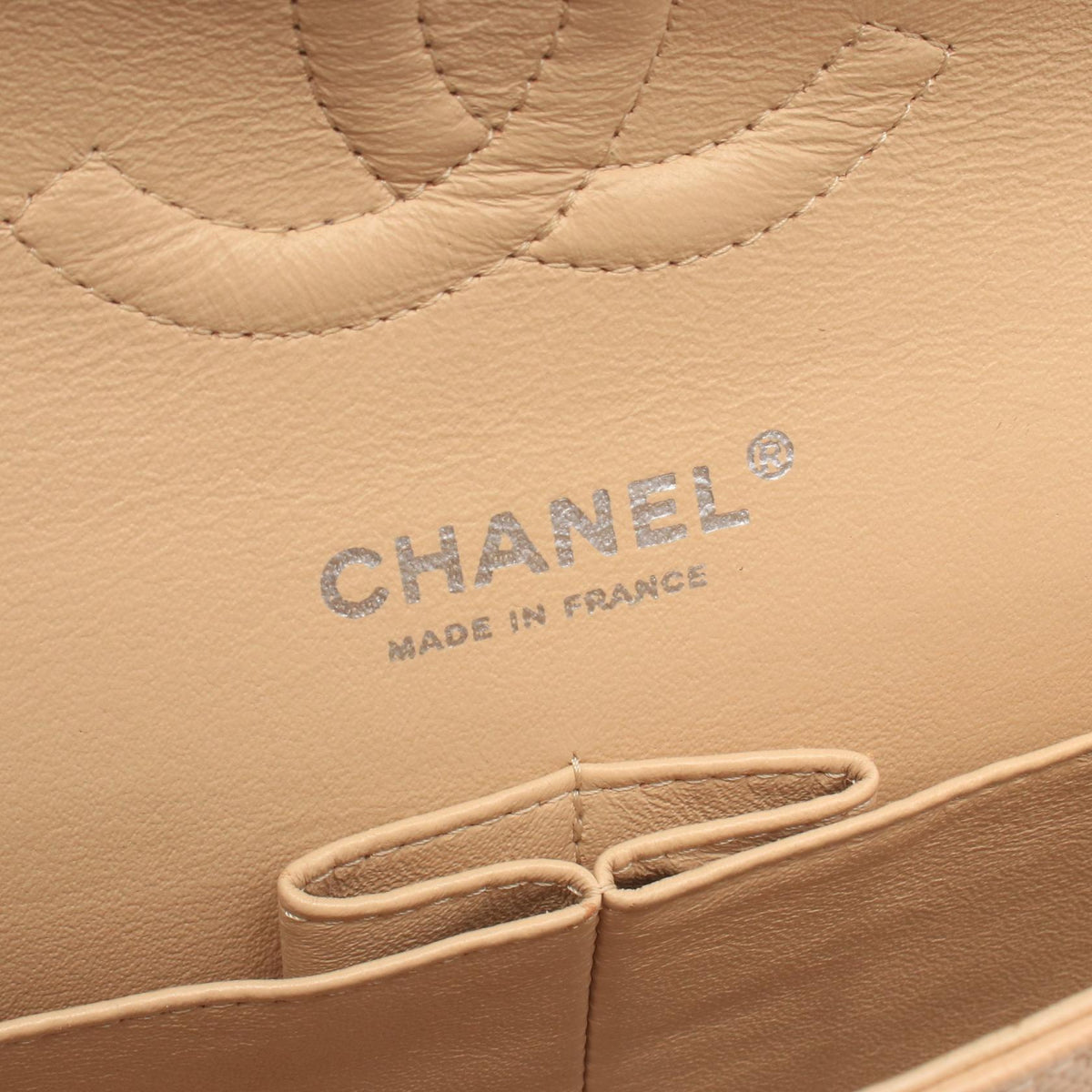 CHANEL Beige Matelasse W flap Grained Calfskin leather A01112 2106800642643