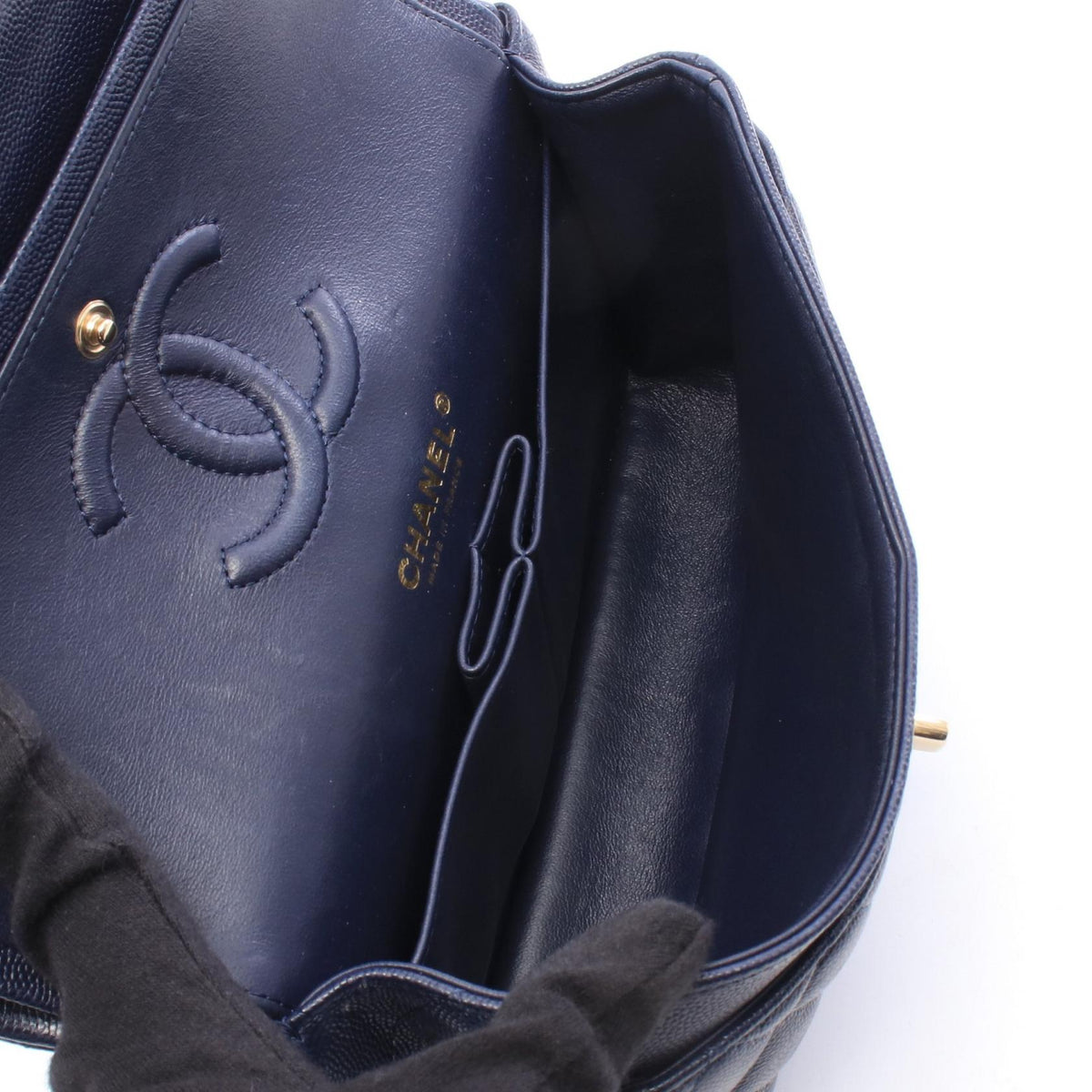 CHANEL Navy Matelasse W flap Grained Calfskin leather A01113 2106800642735