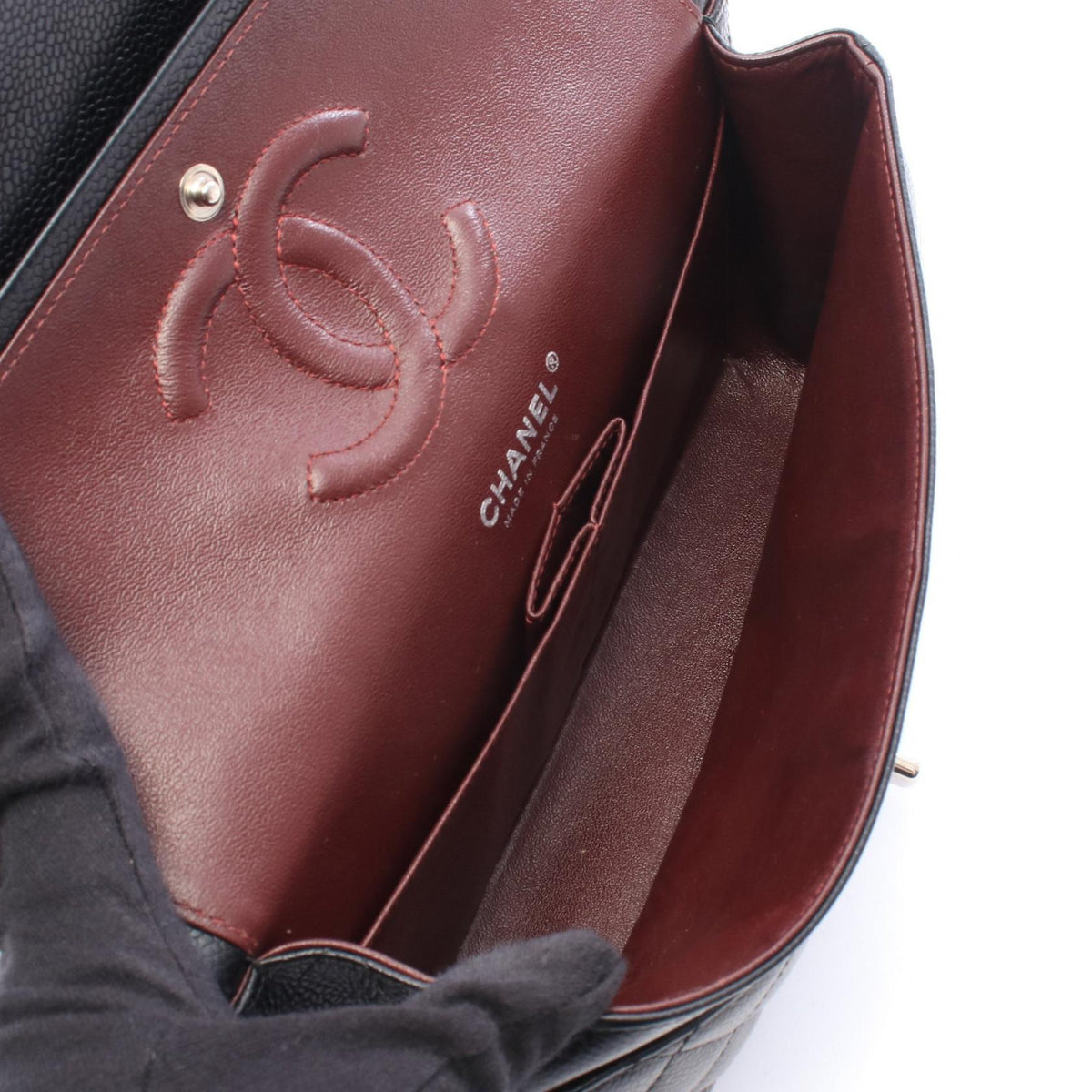 CHANEL Black Matelasse W flap Grained Calfskin leather A01112 2106800642759