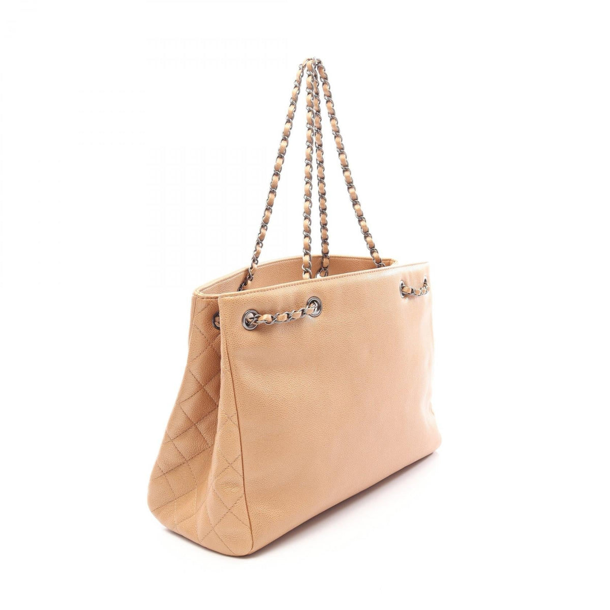 CHANEL Beige COCO Mark Antique Silver Hardware Grained Calfskin leather 2106800643060