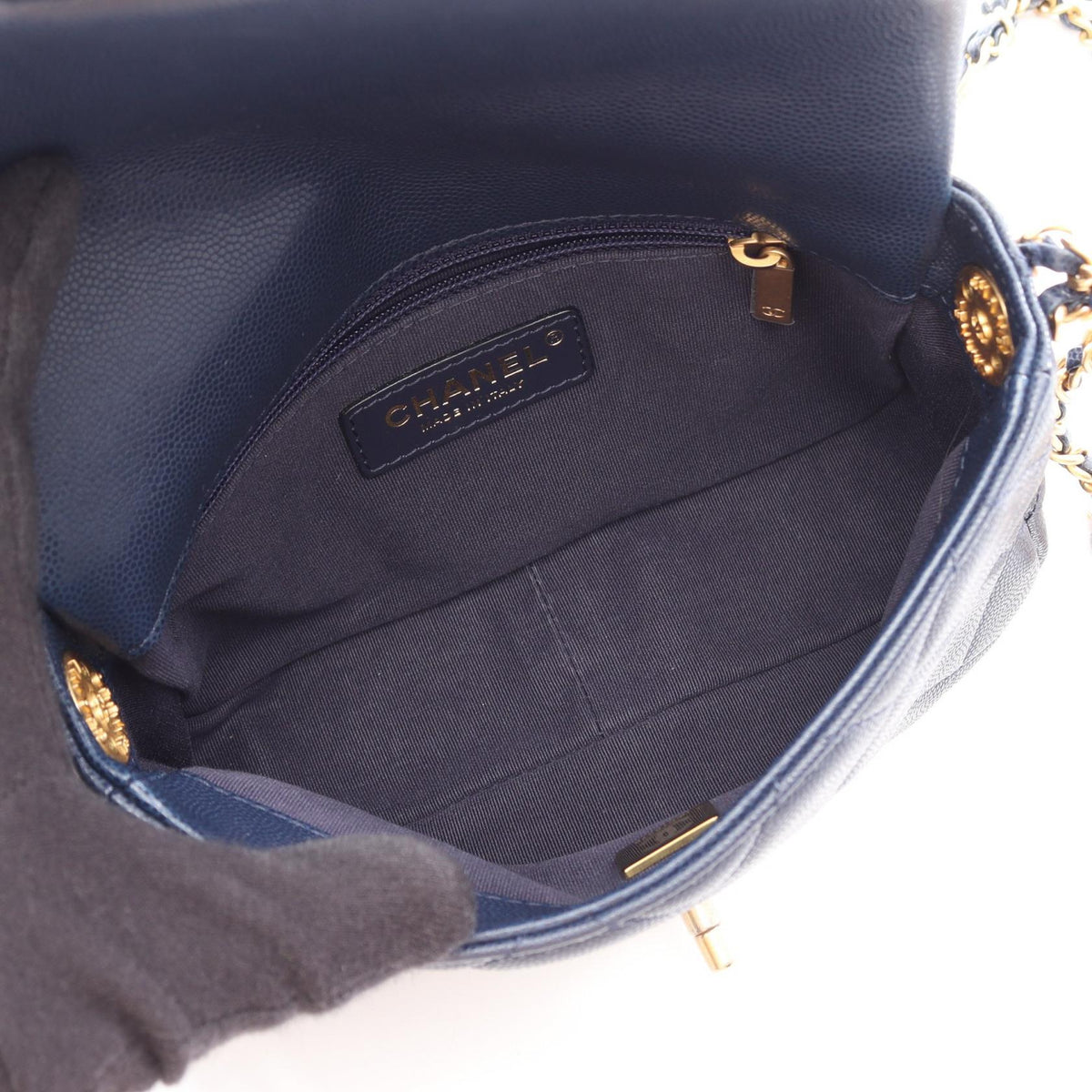 CHANEL Navy Matelasse Grained Calfskin leather AS3369 2106800642988