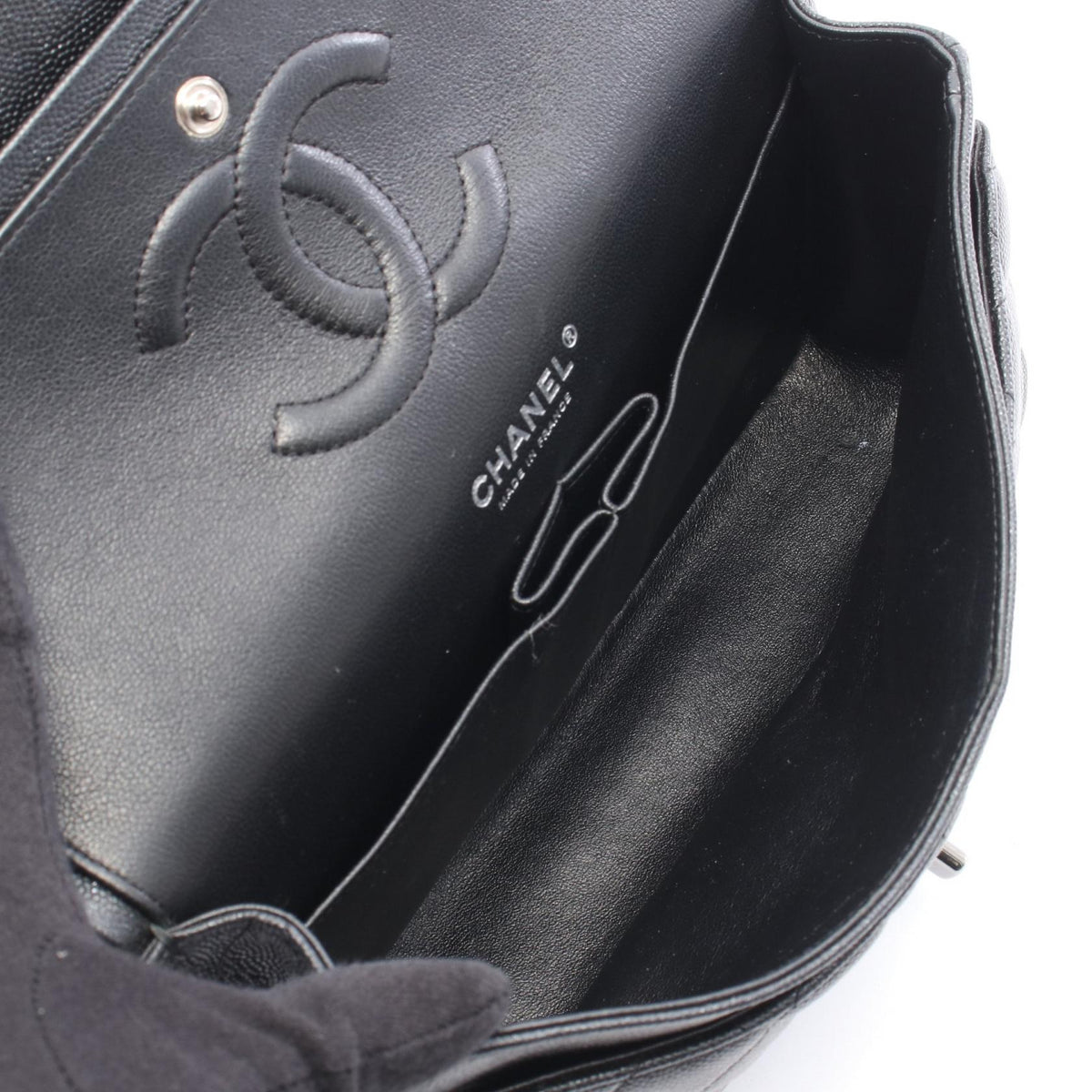 CHANEL Black Matelasse W flap Grained Calfskin leather 2104102534864