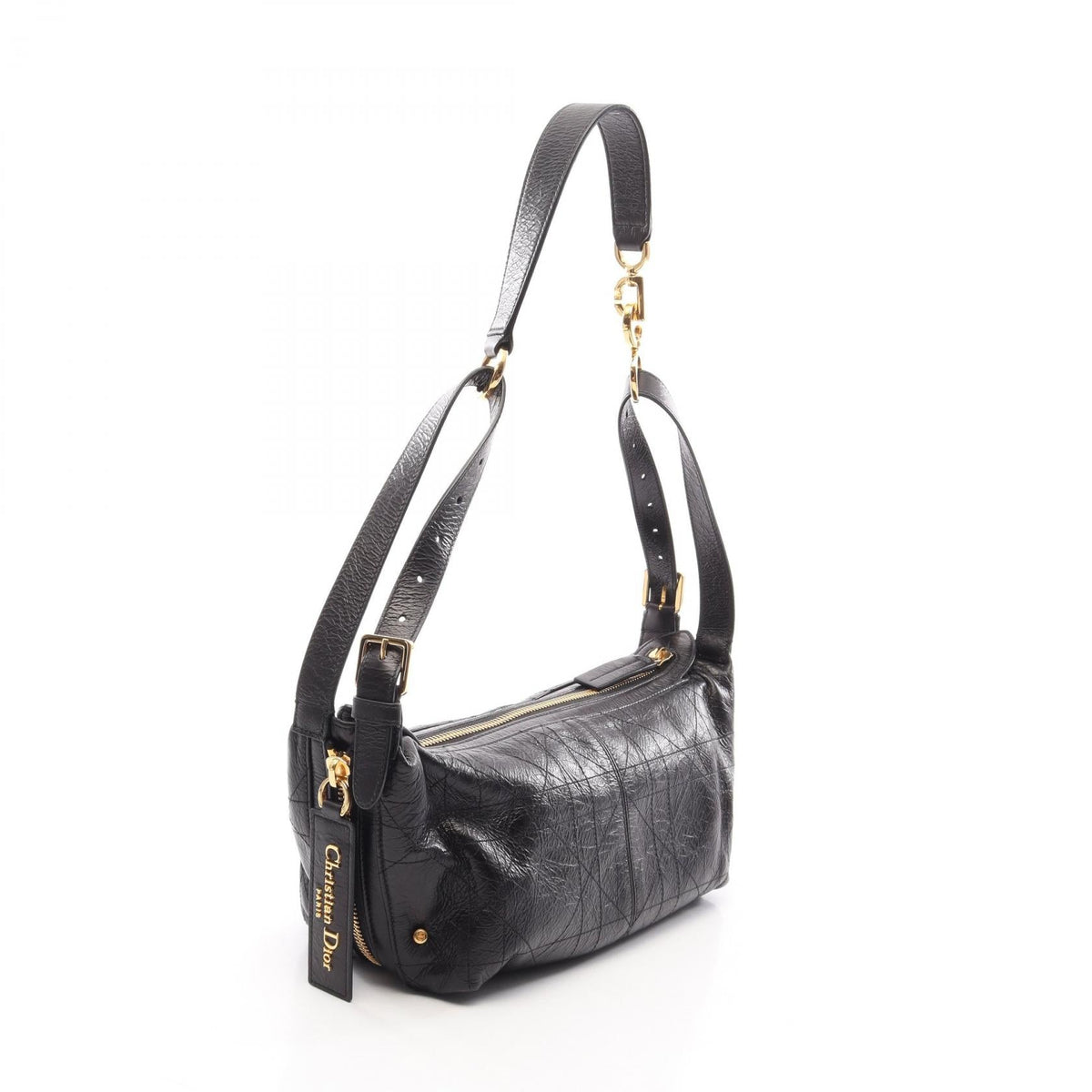 Dior D-Journey Small Flat Macro Cannage Bag Shoulder Bag Black Other�Calf leather M2416UNUO_M900 2100301255036