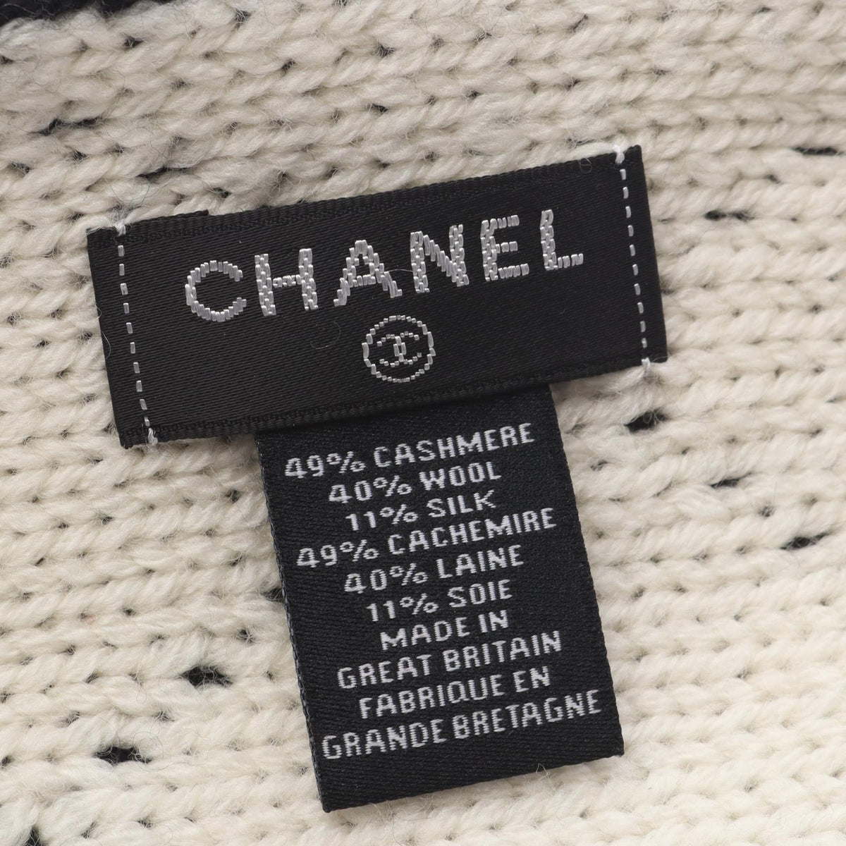 CHANEL Black/Beige COCO Mark logo wool silk cashmere 2104102466271