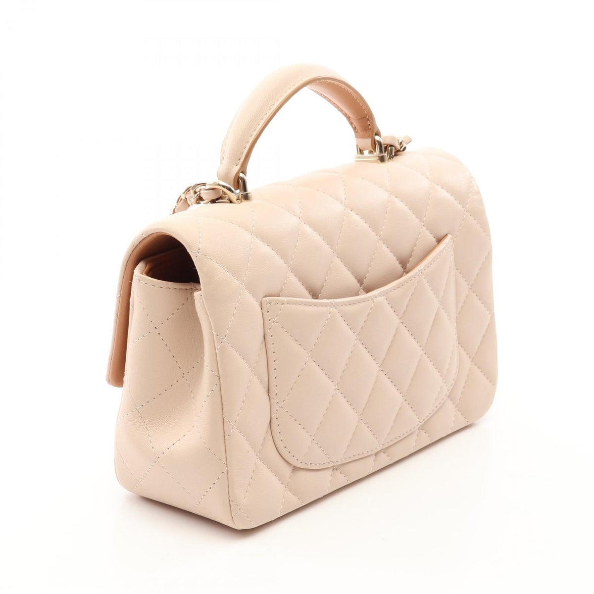 CHANEL Beige Matelasse Top Handle Mini Flap 2-Way Bag Lambskin (sheep leather) AS2431 2107400259354