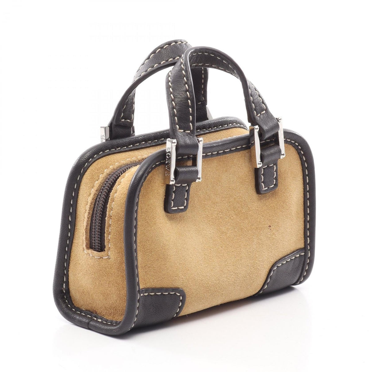 LOEWE Amazona Micro Mini Handbag Beige/Black Suede leather 2101220062811