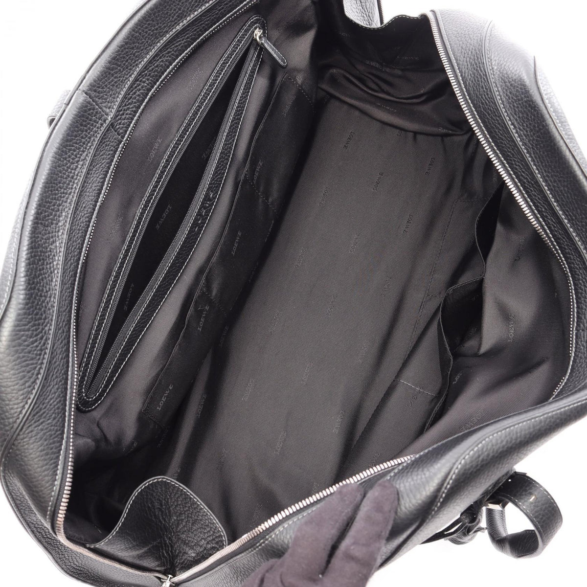 LOEWE Sender Large Boston bag Black leather 2101219982175