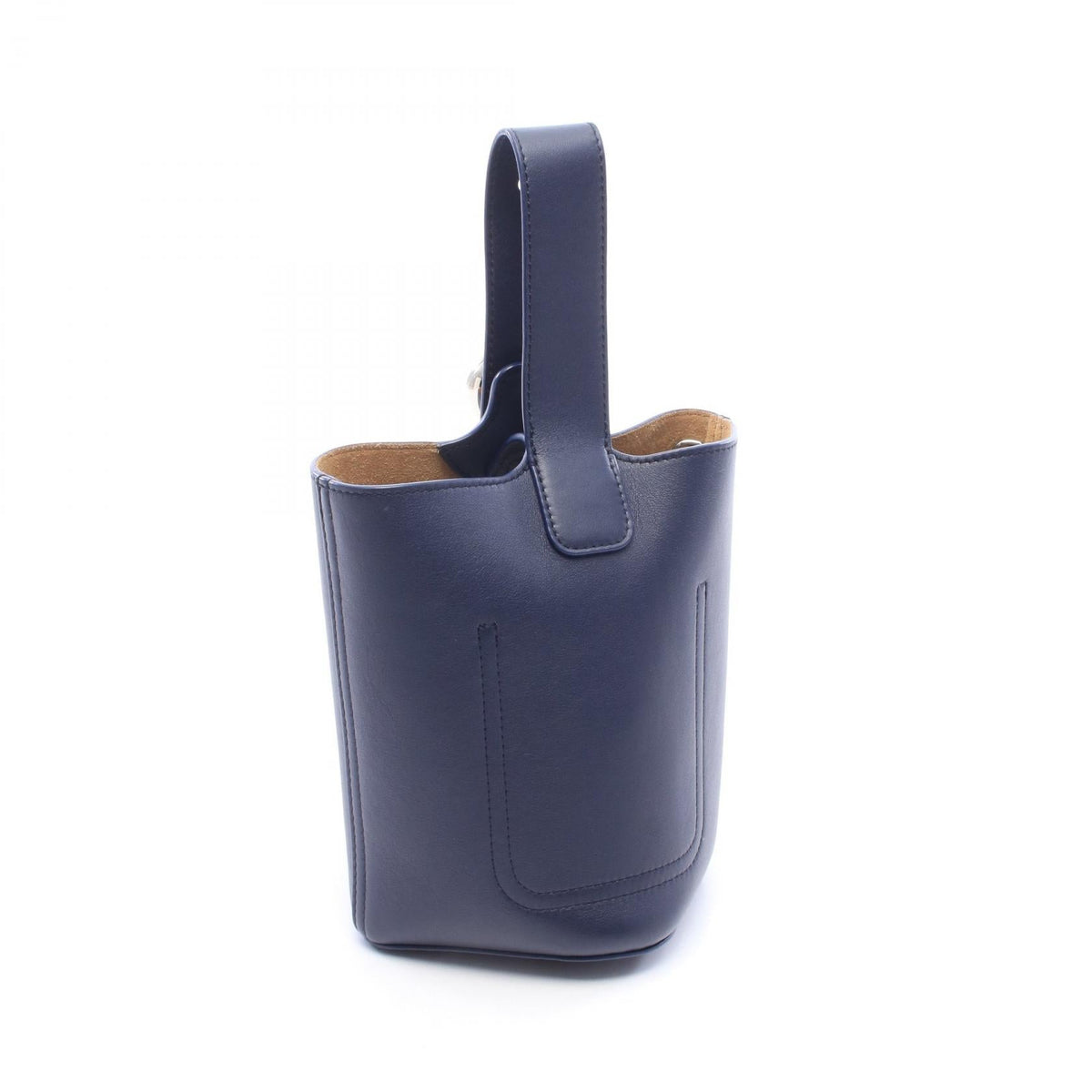 LOEWE Pebble Bucket Bag Mini 2WAY Handbag Navy leather 2101219953748