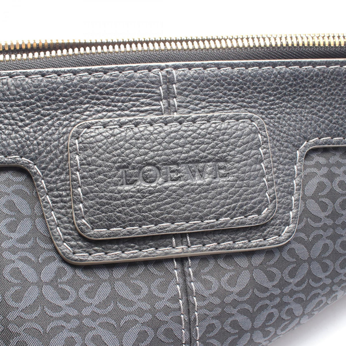 LOEWE New Road Line Shoulder Bag Black/Navy canvas leather 2101220156473