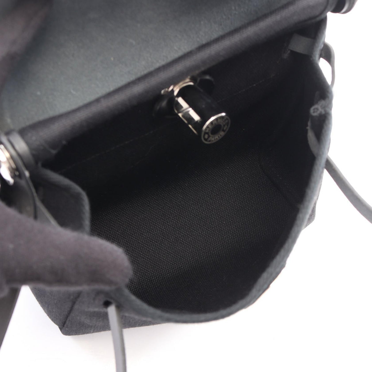 HERMES Airbag Zip Mini Shoulder Bag Black Towar Military canvas leather Toile Military / Vache leather hunter 2101220141912