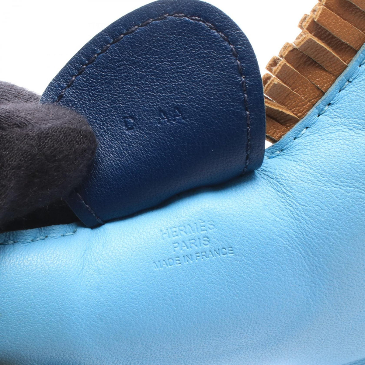 HERMES Rodeo GM Celeste Kraft Blue de Malte charm Blue/Brown/Navy Agneau milo Other Agneau milo 2101220141677