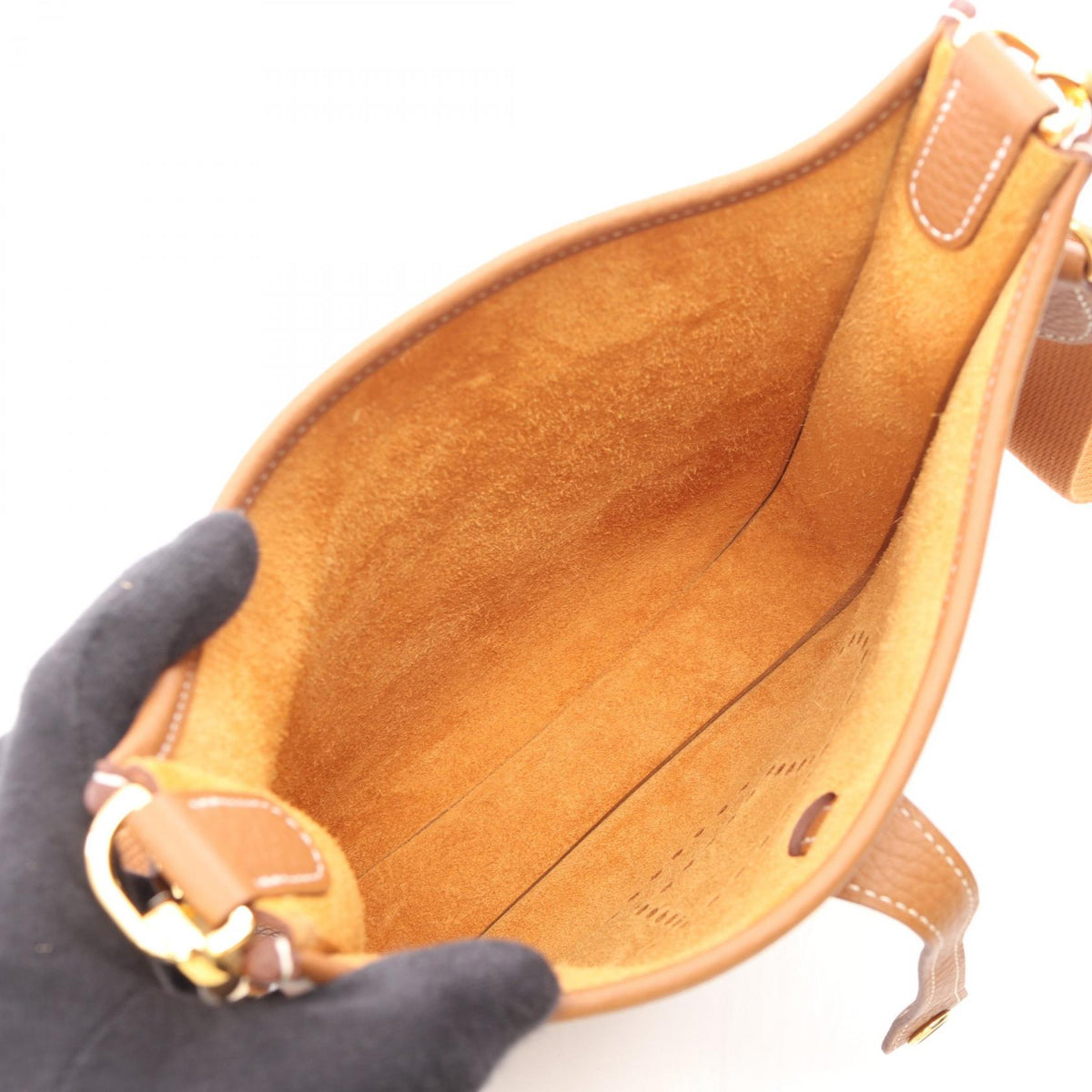 HERMES Evelyne23 Gold Shoulder Bag Brown Taurillon Clemence Other Taurillon Clemence 2101220141349