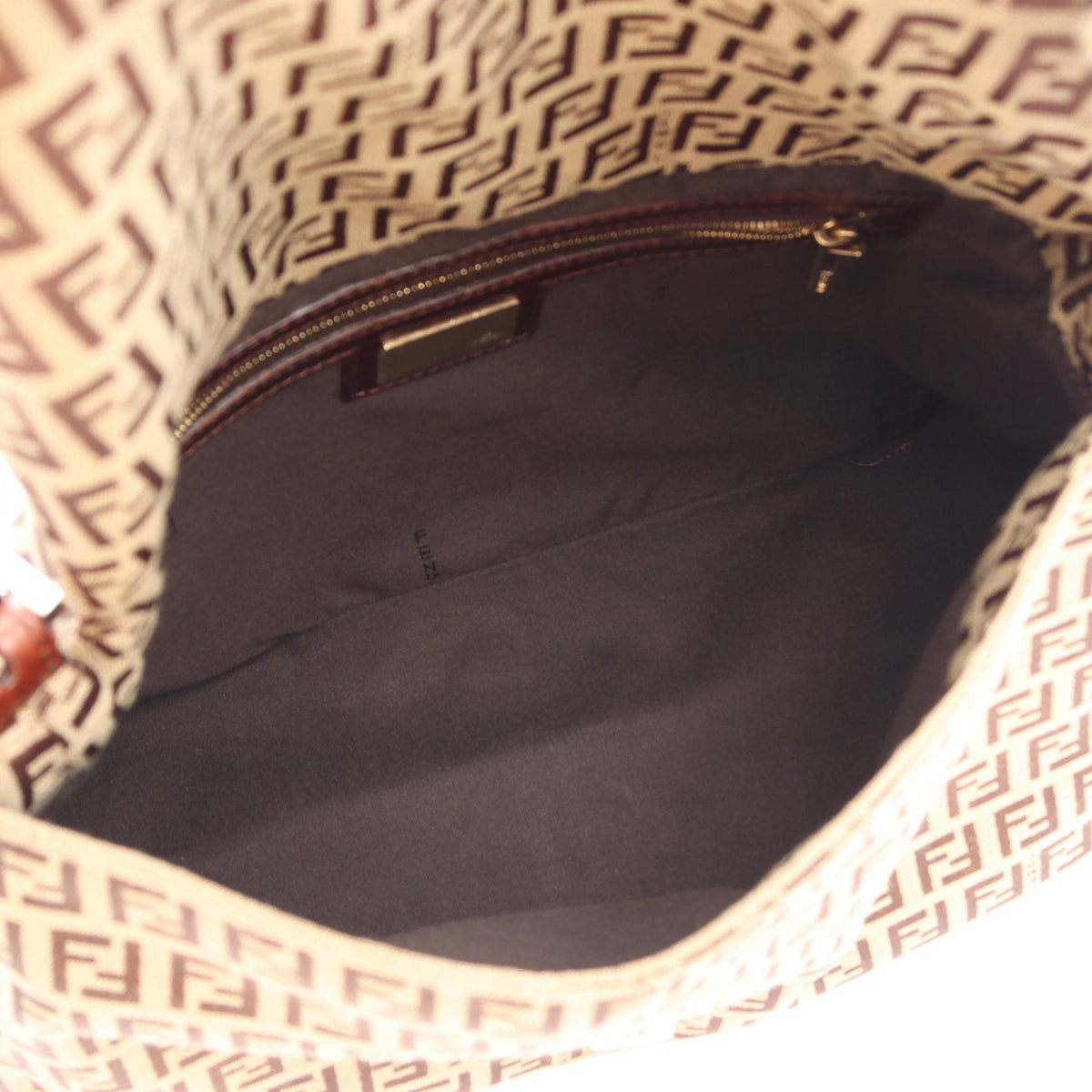 FENDI Mamma bucket Zucchino Shoulder Bag Beige/Brown canvas leather 2101220140755