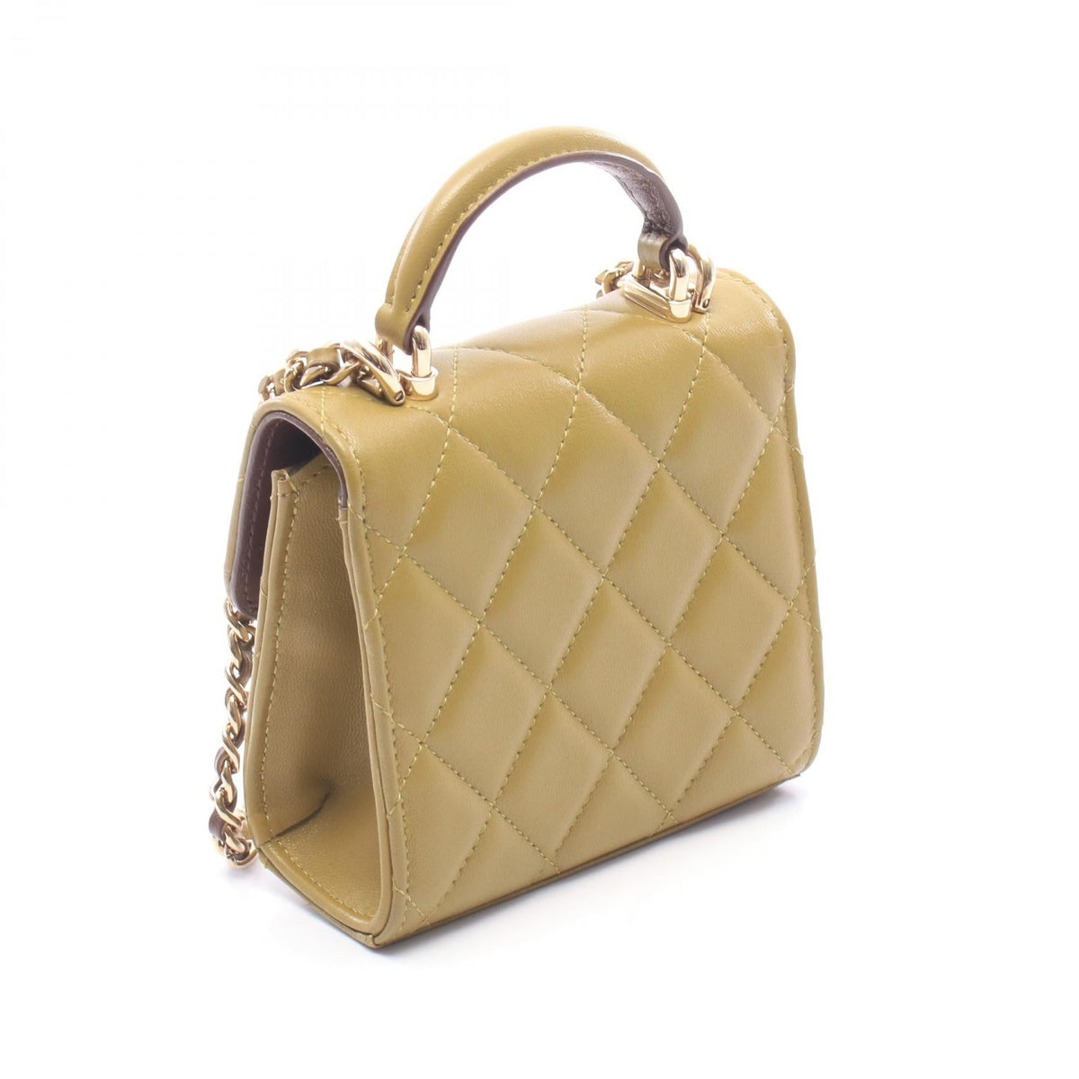 CHANEL Khaki/Brown Mini Matelasse Chain Clutch leather AP2682 2121400020325