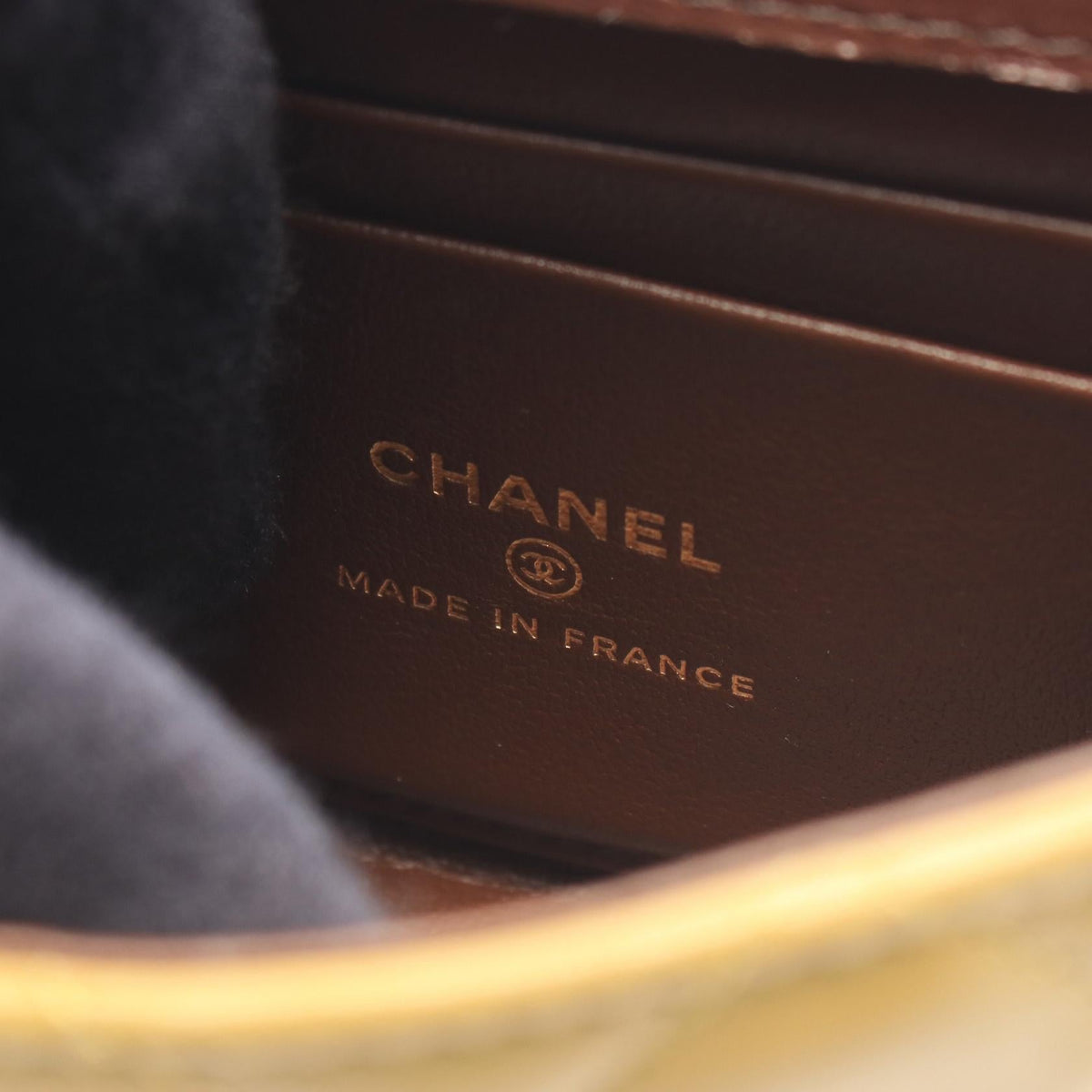 CHANEL Khaki/Brown Mini Matelasse Chain Clutch leather AP2682 2121400020325
