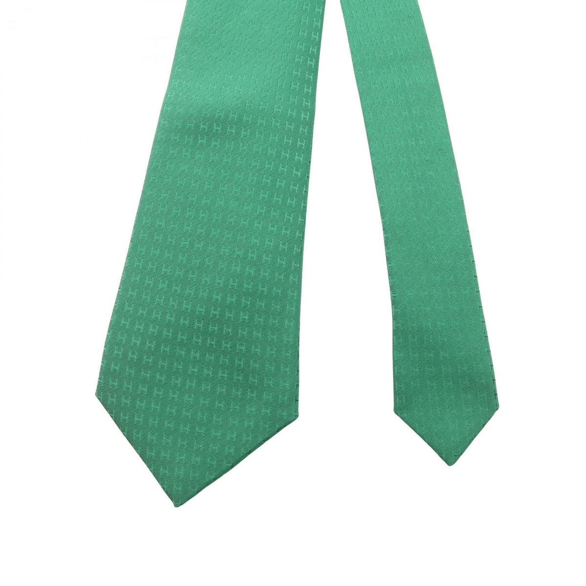 HERMES H logo total pattern tie Green silk silk 2104102536592