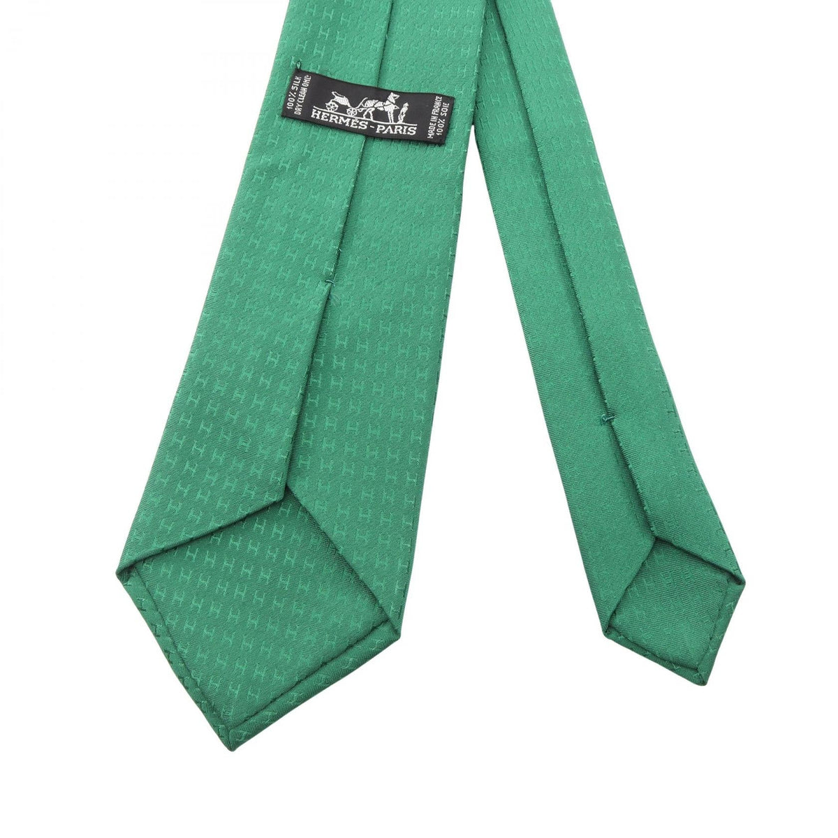 HERMES H logo total pattern tie Green silk silk 2104102536592