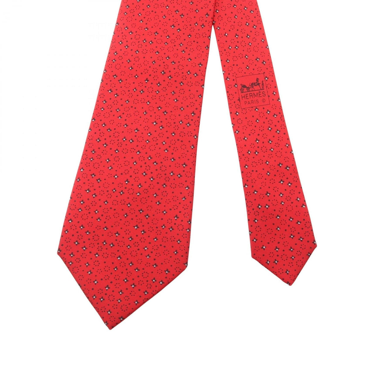 HERMES Overall handle tieWhite White Red/Black/White silk silk 2104102536523