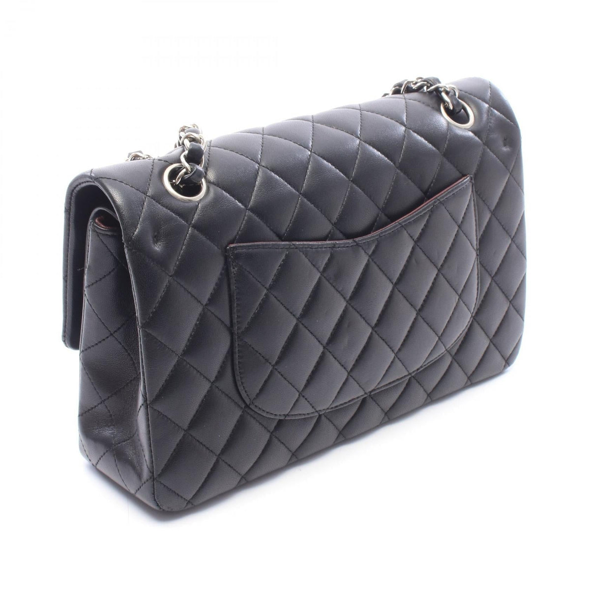 CHANEL Black Matelasse W flap Lambskin (sheep leather) A01112 2120800033539