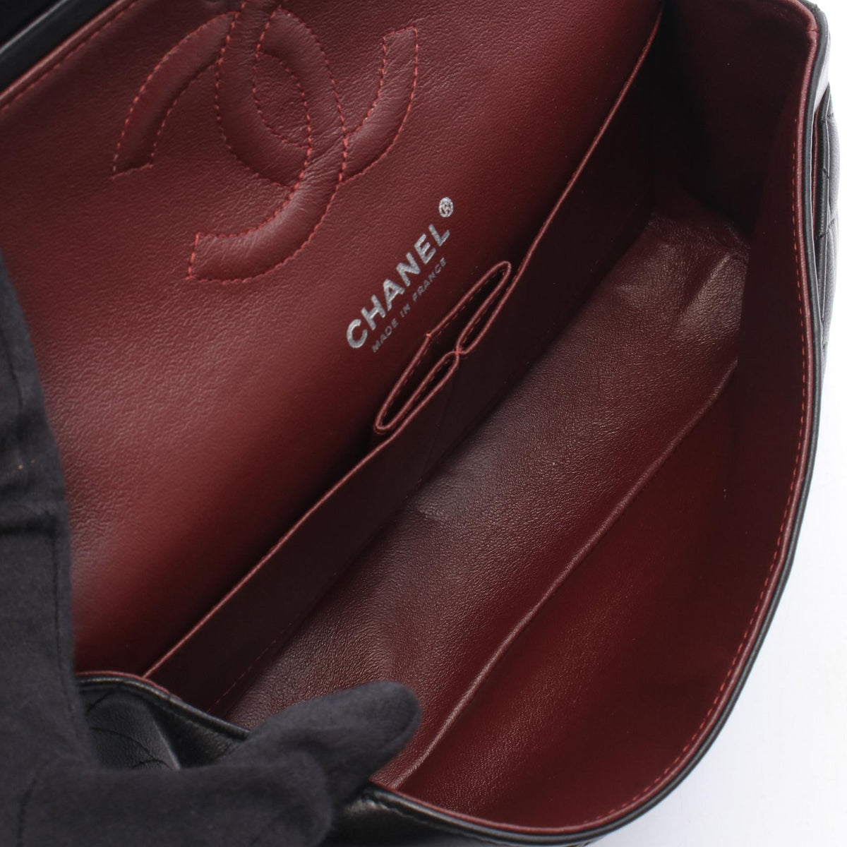CHANEL Black Matelasse W flap Lambskin (sheep leather) A01112 2120800033539