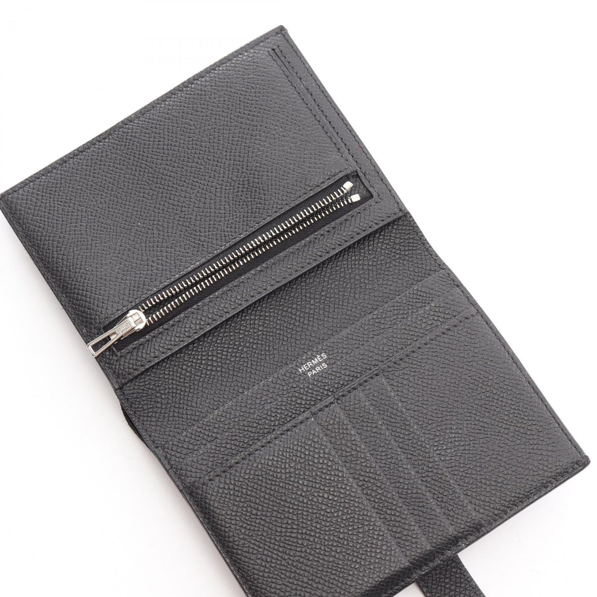 HERMES BEAN Compact Bi-fold wallet Black Epsom Other Epsom 2120300058858