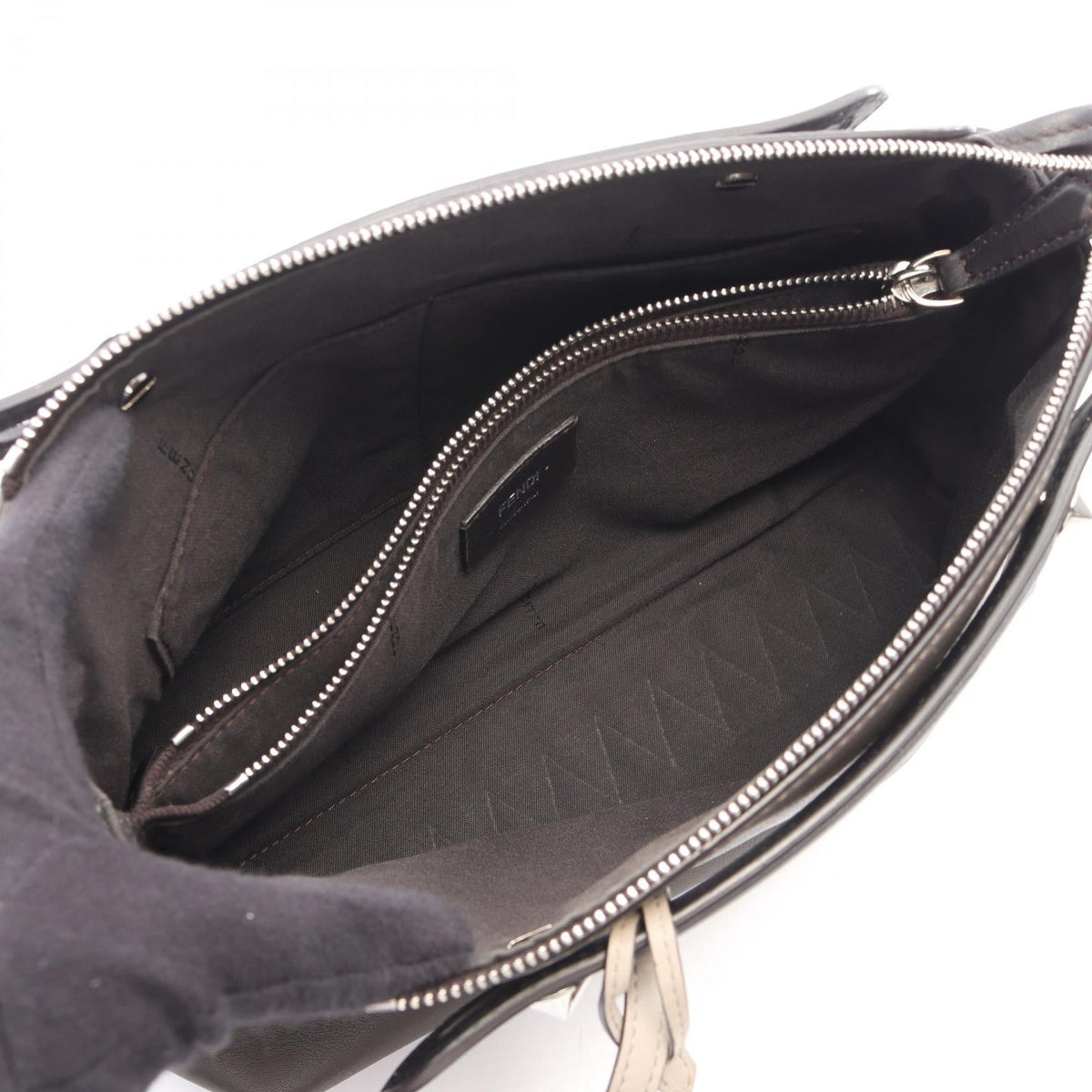 FENDI BY THE WAY MEDIUM (2-Way) Handbag Gray/Black leather 8BL146 2101220118303