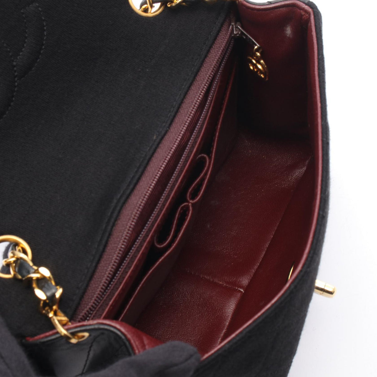 CHANEL Black Mini Matelasse 20 Lambskin (sheep leather) Cotton jersey 2101220104436
