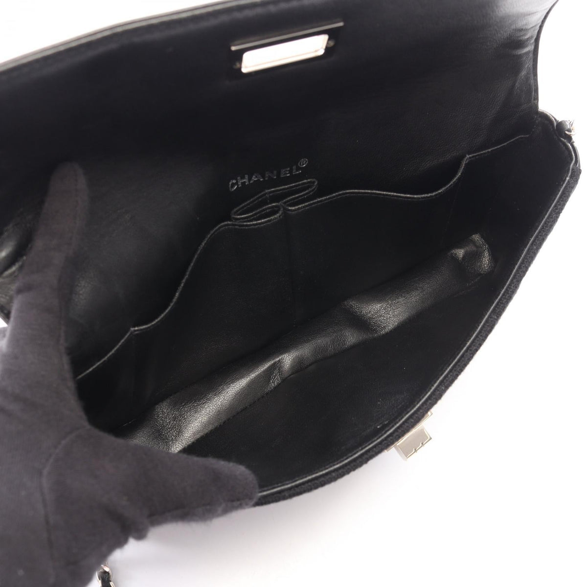 CHANEL Black 2.55 Matelasse East West canvas Patent leather 2101220104368