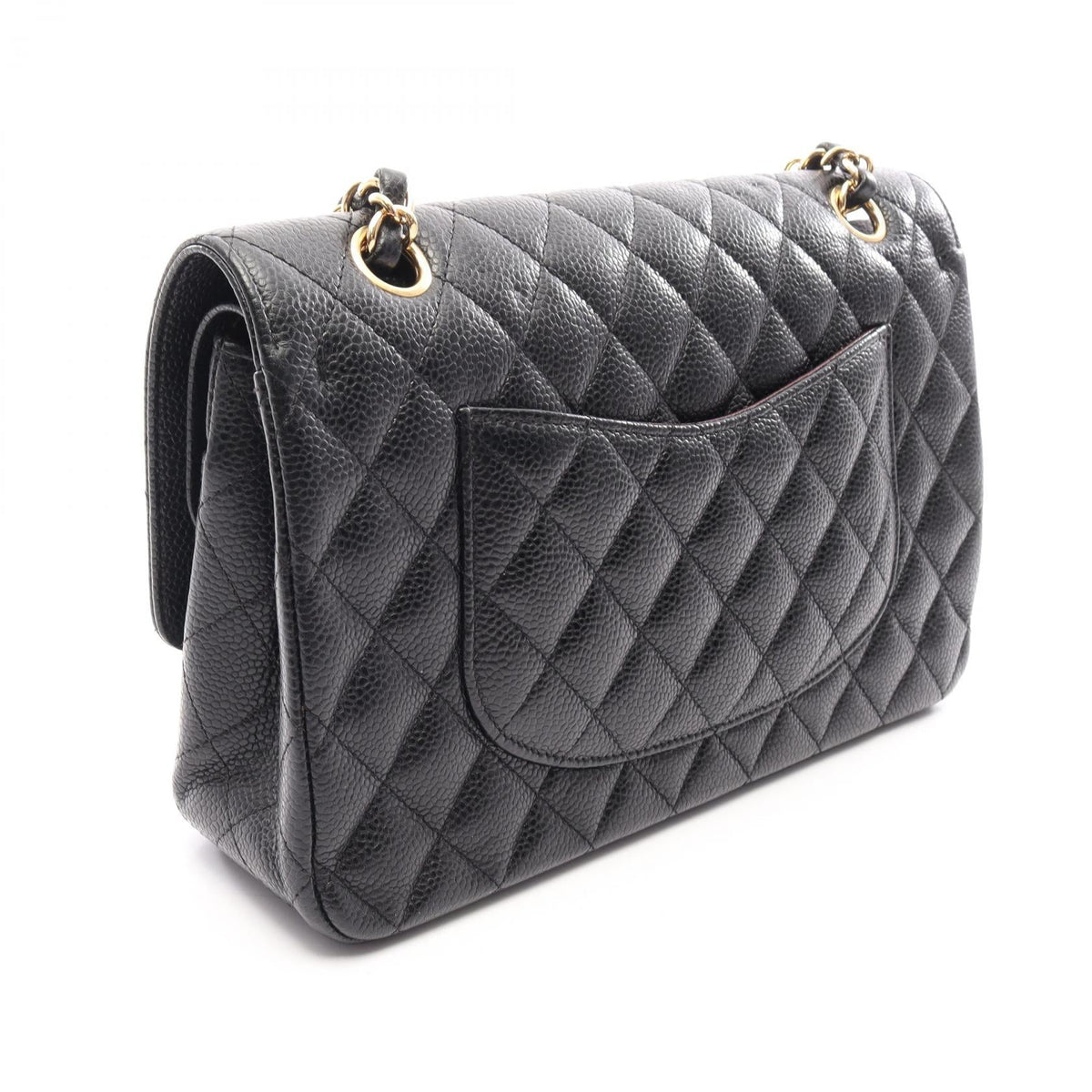 CHANEL Black Matelasse W flap Grained Calfskin leather A01112 2106800644425