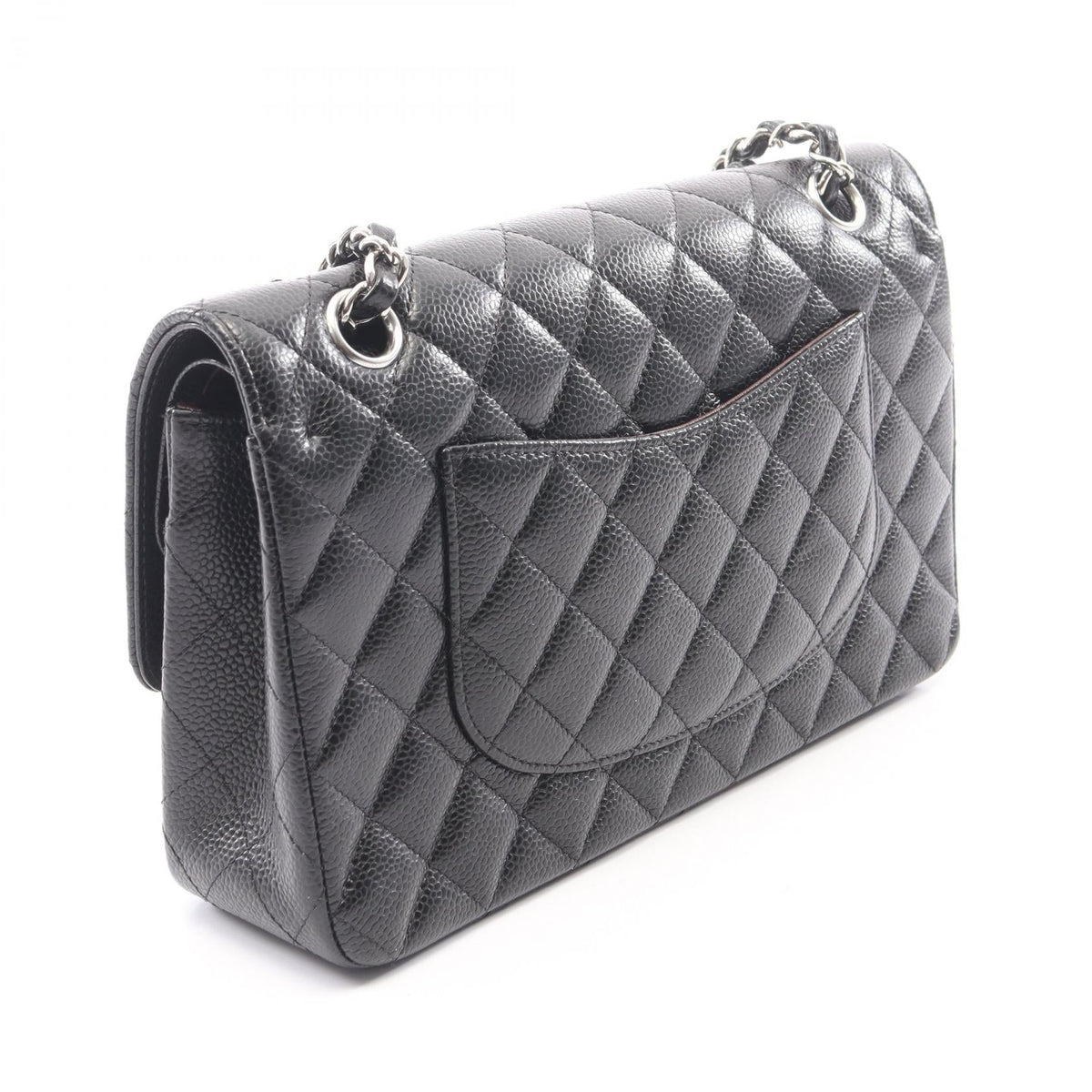 CHANEL Black Matelasse W flap Grained Calfskin leather A01112 2106800644470