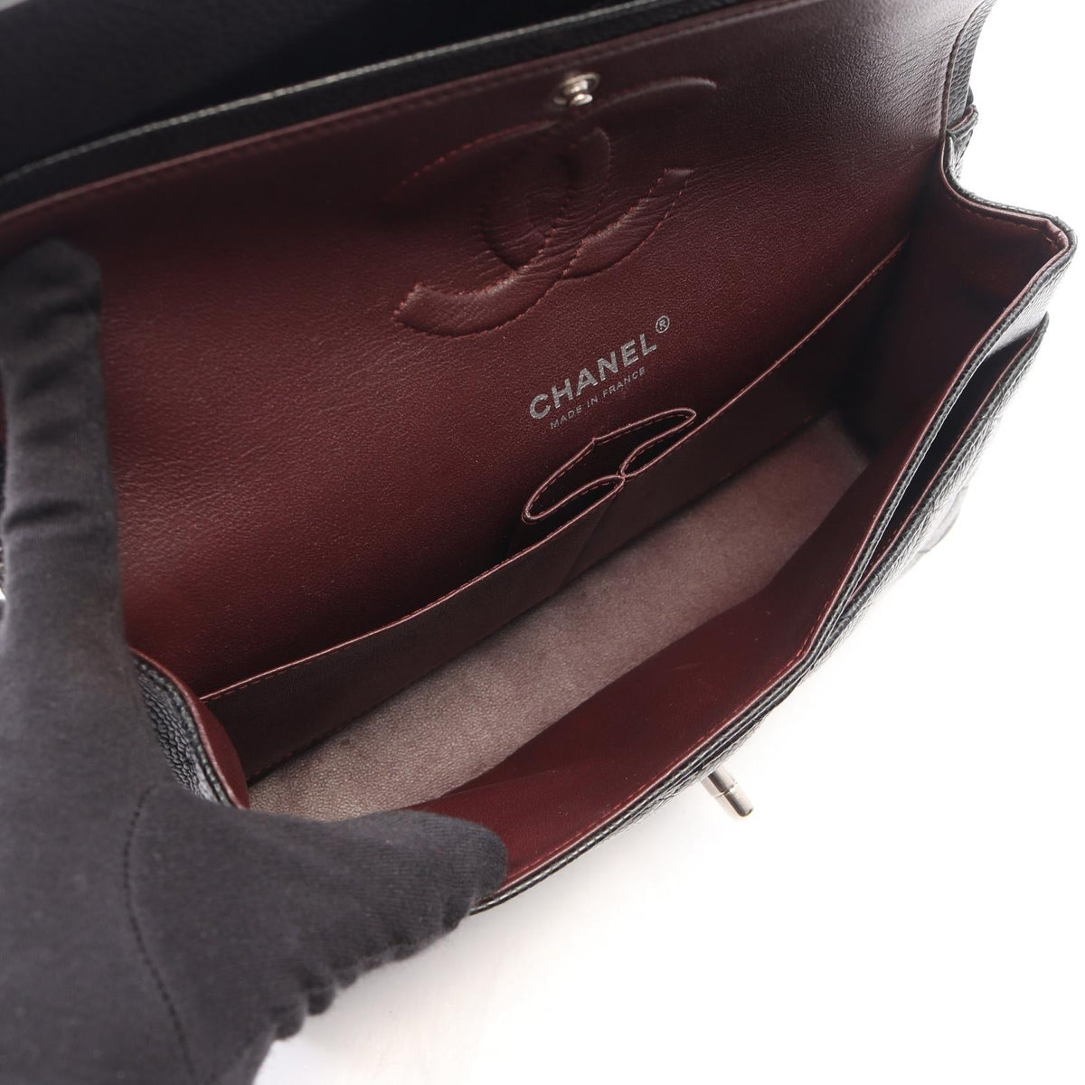 CHANEL Black Matelasse W flap Grained Calfskin leather A01112 2106800644470