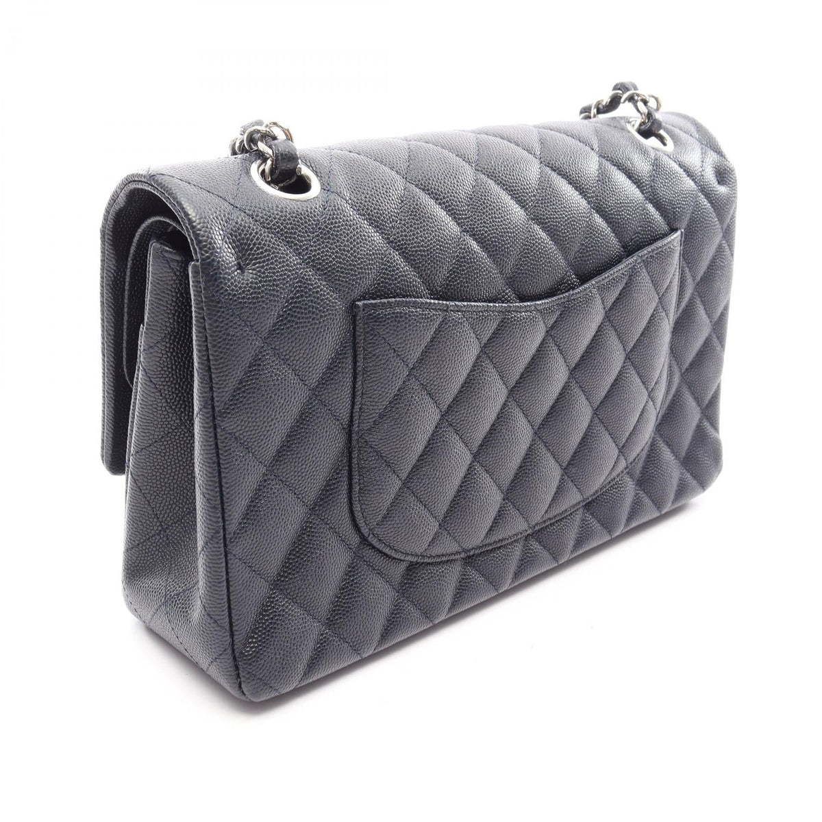 CHANEL Navy Matelasse W flap Grained Calfskin leather A01112 2106800644722