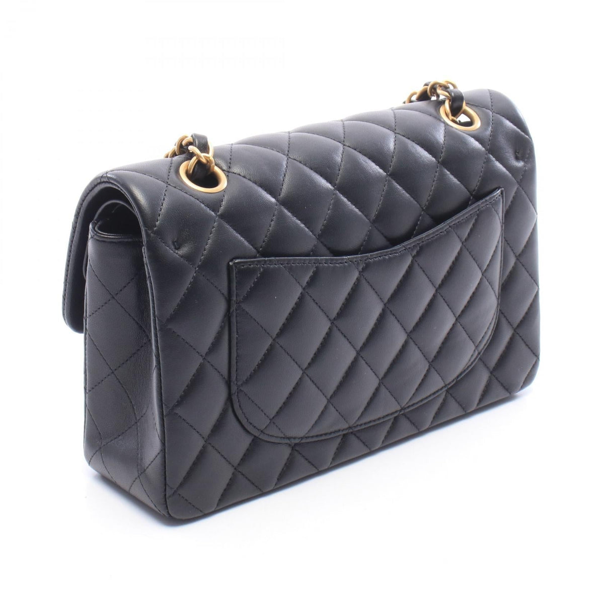 CHANEL Black Matelasse W flap Lambskin (sheep leather) A01113 2106800644432