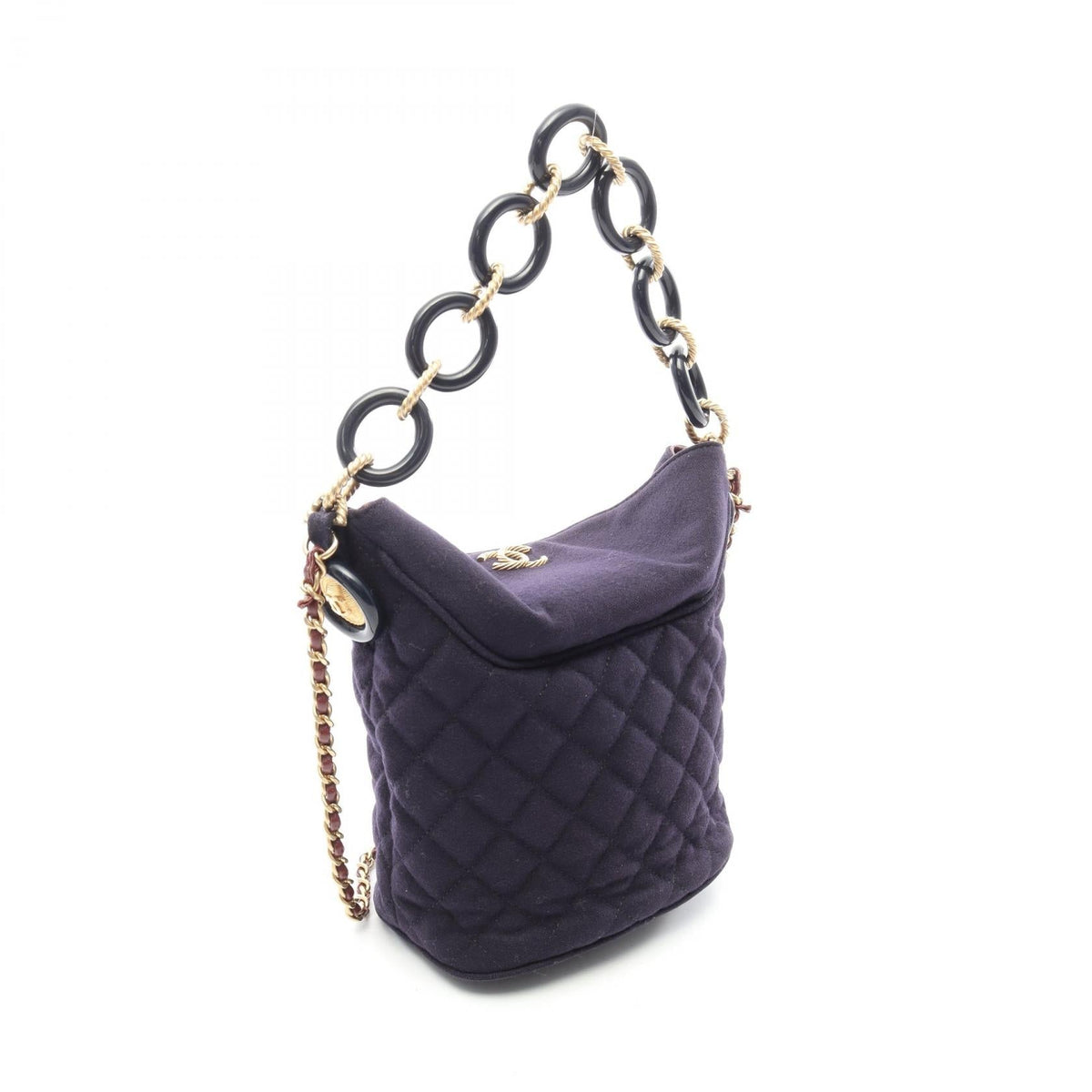 CHANEL Navy Paris Hamburg Matelasse 2WAY wool leather A57868 2106800644746