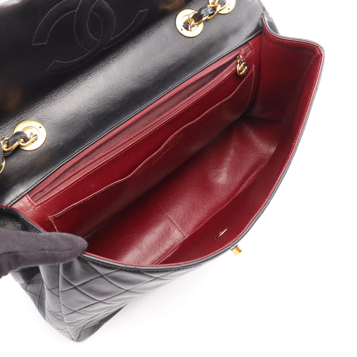 CHANEL Black Deca Matelasse 34 Single Flap Lambskin (sheep leather) 2101220158620
