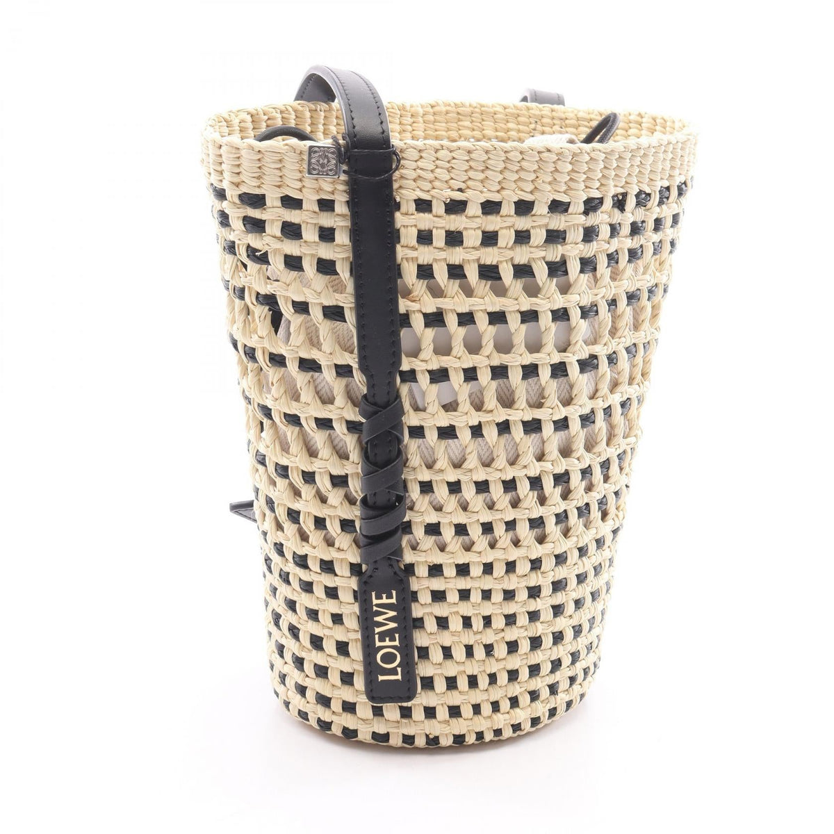 LOEWE Blade Pocket Shoulder Bag Beige/Black leather Raffia C630IMBX012165 2101220158828