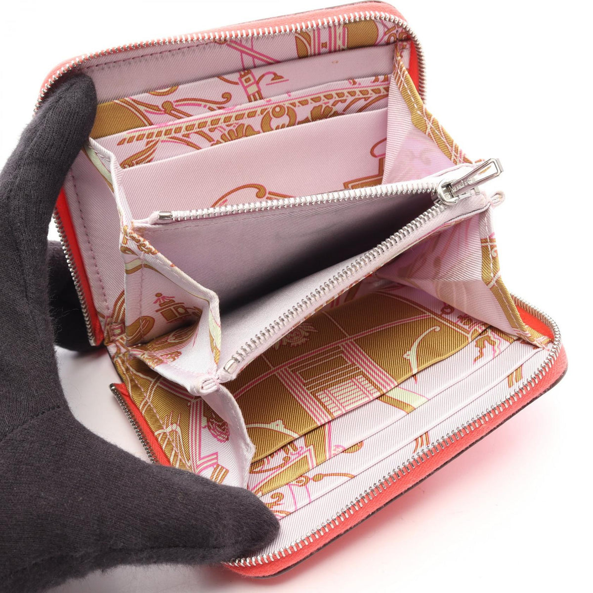 HERMES AZAP Silk Inn Compact Round walletRose texas Rose texas Red Epsom leather Calfskin (cowhide) Epsom 2106800643886